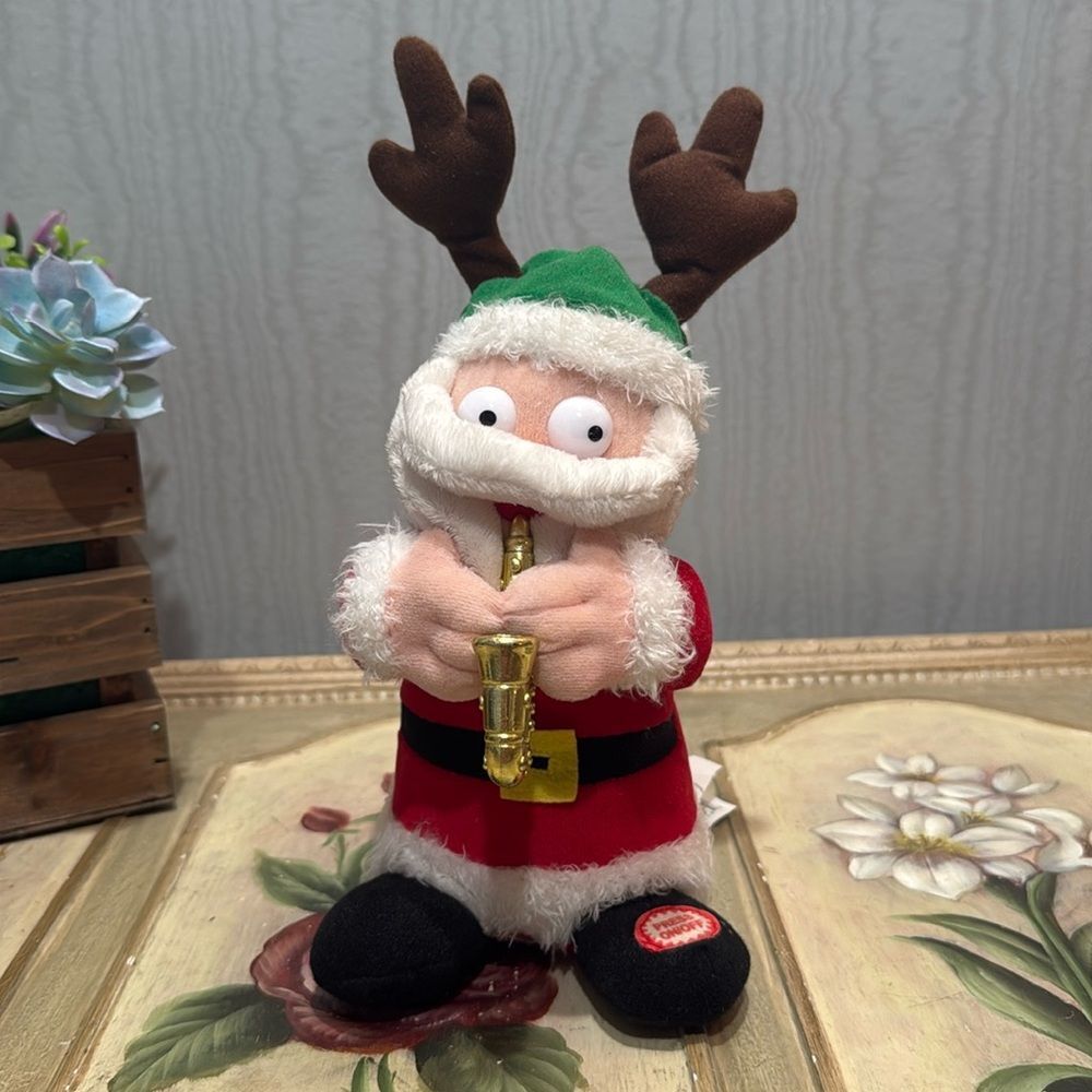 Vintage Holiday Time Animated Animatronic Musical Saxophone Playing Santa Claus